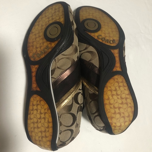 Coach Vintage Sneakers Size 8 Medium Jayme Women's Brown/Tan with Gold Detail - Picture 11 of 11